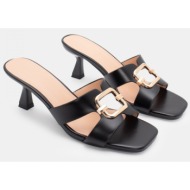  mules με διακοσμητική αγκράφα - μαύρο