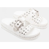  σανδάλια flatform με διακοσμητικά τρούκς - λευκό