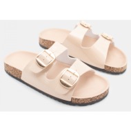  σανδάλια flatform με διπλές τόκες - μπεζ