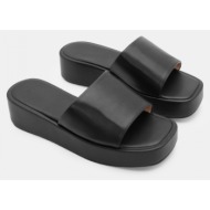  πλατφόρμες flatform με φαρδιά φάσα - μαύρο