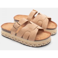  σανδάλια flatform boho με λουράκι - μπεζ-σκούρο