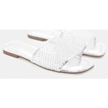 flat σανδάλια με strass & δίχτυ - ασημί σε προσφορά