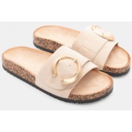  σανδάλια flatform με διακοσμητικό ζωνάκι & τόκα - μπεζ