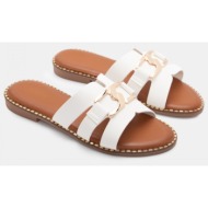  flat σανδάλια με διακοσμητική τόκα - λευκό