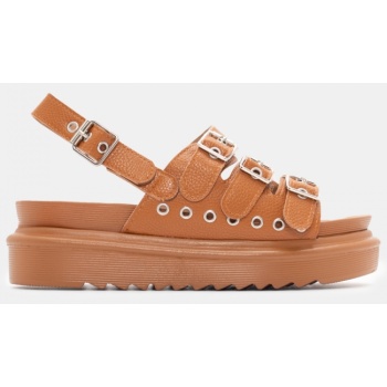 σανδάλια flatform με λουράκια - κάμελ σε προσφορά