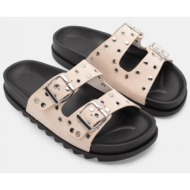  σανδάλια flatform με διπλές τόκες - μπεζ