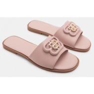  flat σανδάλια με διακοσμητική τόκα - ροζ