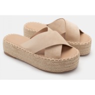  εσπαντρίγιες πλατφόρμες με χιαστί λουράκια - μπεζ