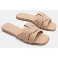  flat σανδάλια με φάσα - μπεζ-σκούρο