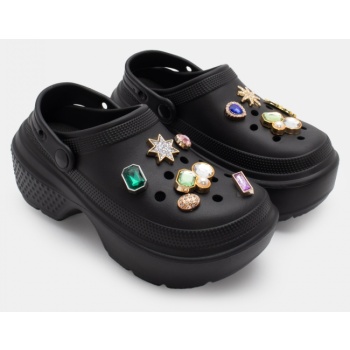 παντόφλες σαμπό με διακοσμητικά - μαύρο σε προσφορά