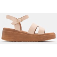  σανδάλια flatform με φάσα & μπαρέτα - nude