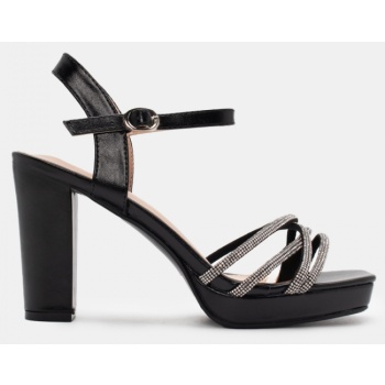 πέδιλα με λουράκια από strass - μαύρο σε προσφορά