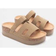  σανδάλια flatform με λουράκι scratch - μπεζ-σκούρο