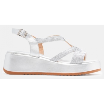 πλατφόρμες με πλεκτά λουράκια - ασημί σε προσφορά