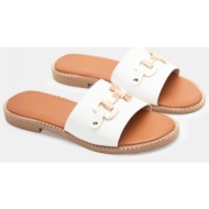  flat σανδάλια με διακοσμητική αγκράφα - λευκό