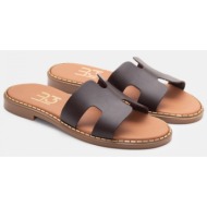  luigi design - flat σανδάλια με ανοίγματα στο πλάι - καφέ σκούρο