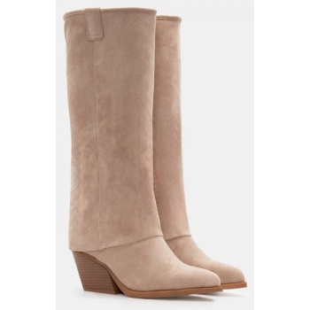 μπότες cowboy με σούρες - μπεζ σε προσφορά