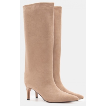 μπότες μυτερές μονόχρωμες - μπεζ-σκούρο σε προσφορά