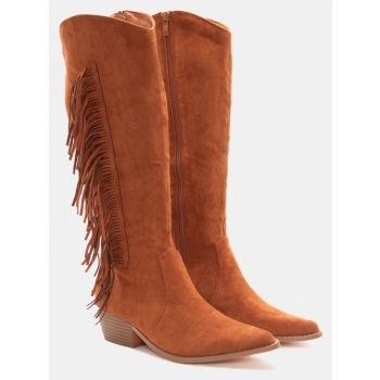 μπότες cowboy με κρόσσια - κάμελ σε προσφορά