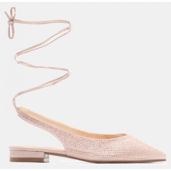 γόβες μυτερές με strass & κορδόνια  σε προσφορά