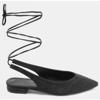 γόβες μυτερές με strass & κορδόνια  σε προσφορά