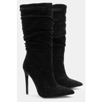μπότες μυτερές με strass - μαύρο σε προσφορά