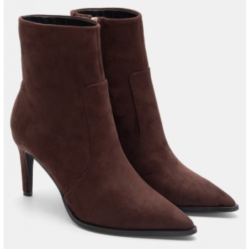 μποτάκια μυτερά με τακούνι - καφέ σκούρο