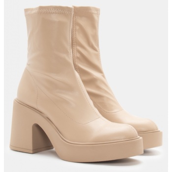 μποτάκια flatform κάλτσα - μπεζ-σκούρο σε προσφορά