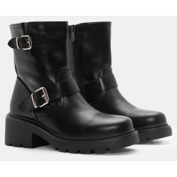 μποτάκια με λουράκια & τόκες - μαύρο σε προσφορά