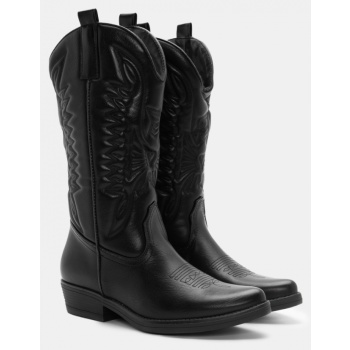 cowboy μπότες μυτερές με κέντημα - μαύρο σε προσφορά
