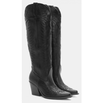 μπότες μυτερές cowboy με κέντημα - μαύρο σε προσφορά