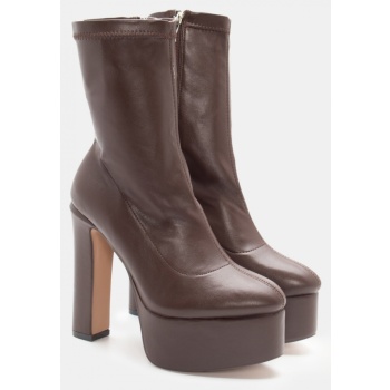 μποτάκια με τακούνι & φιάπα - καφέ σε προσφορά