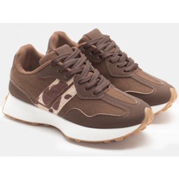 sneakers σε συνδυασμό χρωμάτων - καφέ σε προσφορά