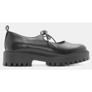  μοκασίνια με τρακτερωτή σόλα & κορδόνια - παραλλαγή-μαύρο