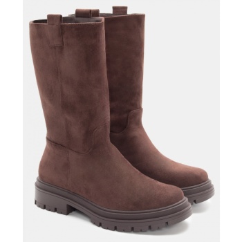 μπότες με τρακτεροτή σόλα - καφέ σκούρο