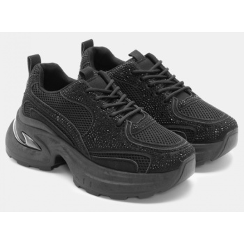 sneakers chunky με strass - μαύρο σε προσφορά