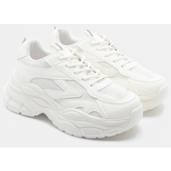 sneakers chunky με δίχτυ - μπεζ σε προσφορά