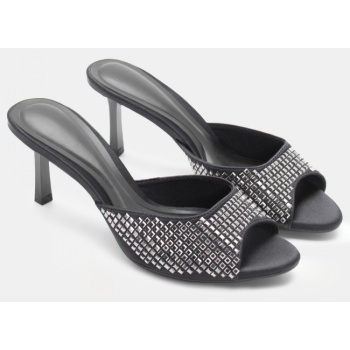 mules με διακοσμητικές πέτρες - μαύρο σε προσφορά