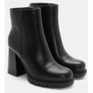  μποτάκια αστραγάλου με τακούνι & φιάπα - μαύρο-ματ