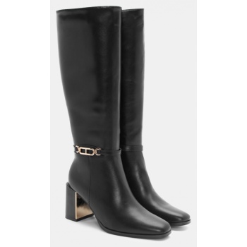 μπότες με διακοσμητικό λουράκι - μαύρο σε προσφορά