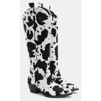 μπότες cowboy cow print - άσπρο+μαύρο σε προσφορά