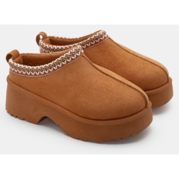 παντόφλες δίσολες με κέντημα - κάμελ σε προσφορά