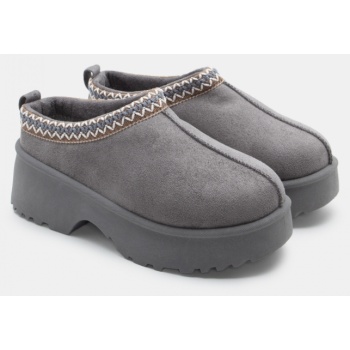 παντόφλες δίσολες με κέντημα - γκρι σε προσφορά