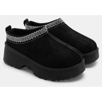 παντόφλες δίσολες με κέντημα - μαύρο σε προσφορά