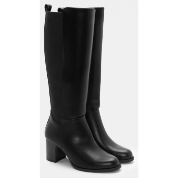 μπότες με τακούνι & λάστιχο - μαύρο σε προσφορά