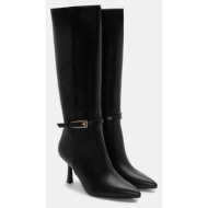  μπότες μυτερές με διακοσμητικό λουράκι - μαύρο