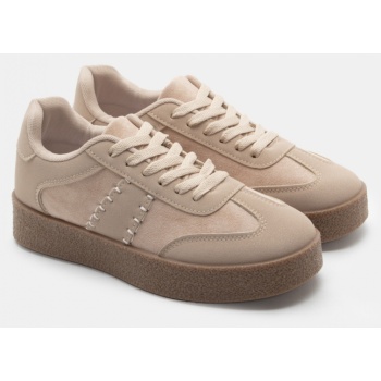 sneakers μονόχρωμα - μπεζ σε προσφορά