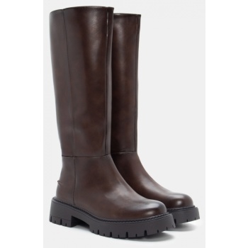 μπότες με τρακτερωτή σόλα - καφέ σκούρο σε προσφορά