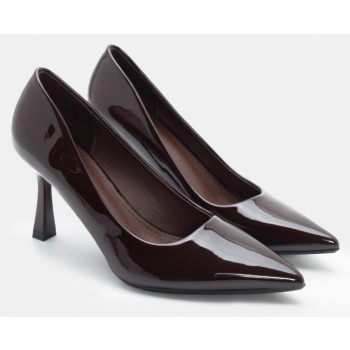 γόβες μυτερές μονόχρωμες - καφέ σκούρο σε προσφορά