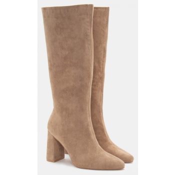 μπότες μυτερές μονόχρωμες - μπεζ-σκούρο σε προσφορά